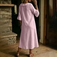 thumbnail image 6 of Dvprdro Ruffle Collar 3/4 Sleeve A Line Midi Dress for Women Loose Fit Solid Color Casual Summer, 6 of 8