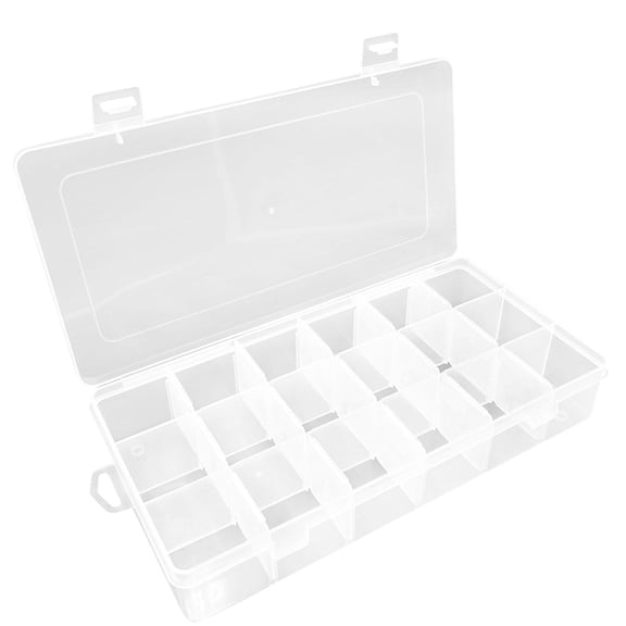 Small Parts Storage Organizer Clear Plastic Compartment Box Adjustable Dividers for Jewelry Craft Hardware Supplies Portable Storage Container for Home Office Use Ideal Holiday