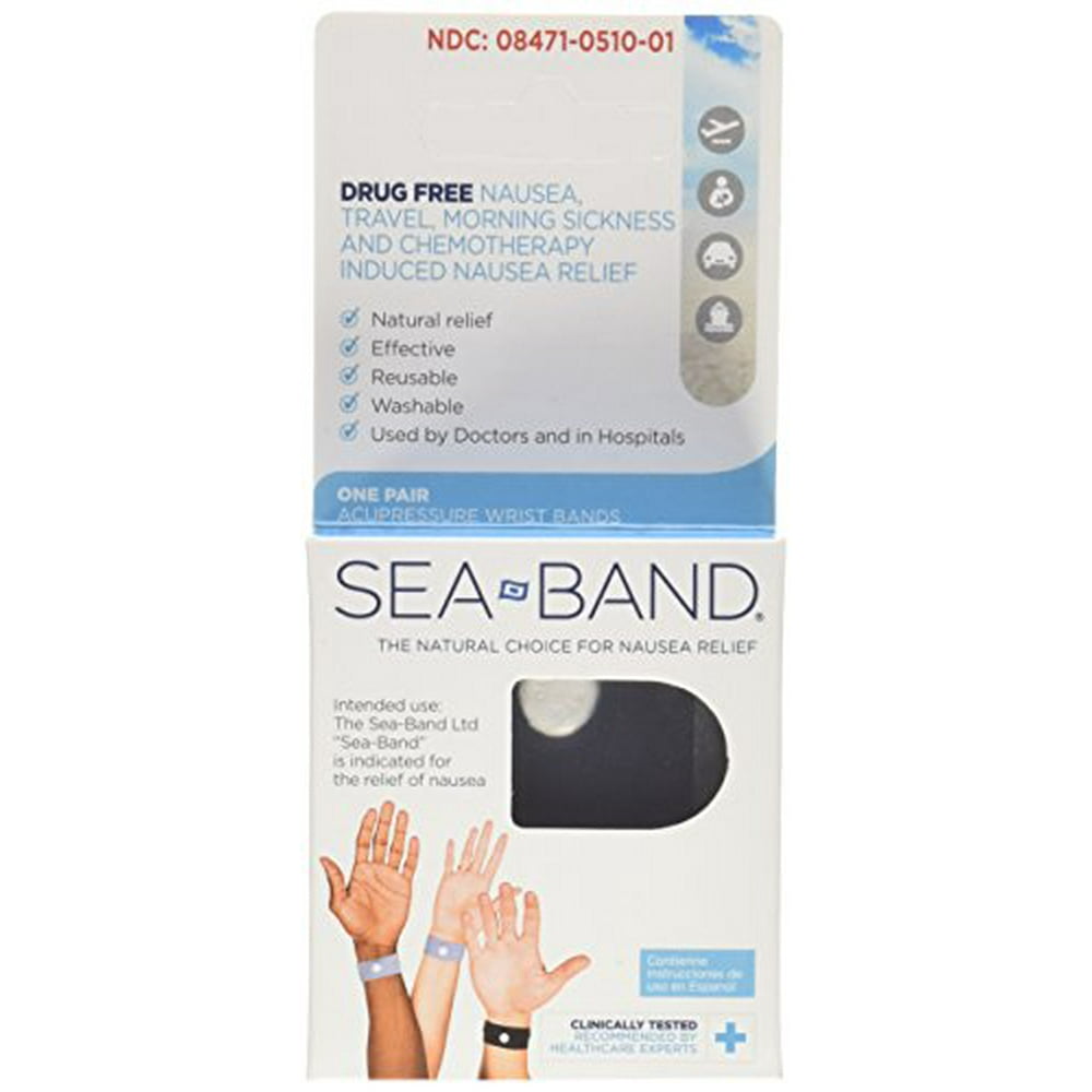 SeaBand Adult Wristband, Natural Nausea Relief, 1Pair, Colors May