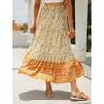 thumbnail image 3 of jinghuiyue Women’s Summer Boho Floral Printed Elastic High Waist Maxi Skirt Flowy Swing Casual A Line Beach Long Skirts S, 3 of 8