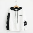 thumbnail image 4 of Cute Cat Color Block Hoodies for Women 2025 Fall Winter Long Sleeve Casual Hooded Sweatshirt Pullover Tops, 4 of 8