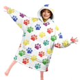 thumbnail image 4 of Dog Paw Print Multicolor White Pattern Lamb Fleece Blanket Hoodies for Teens ,Teens Oversize Sherpa Wearable Hooded Blanket Sweatshirt with Super Pockets, 4 of 6