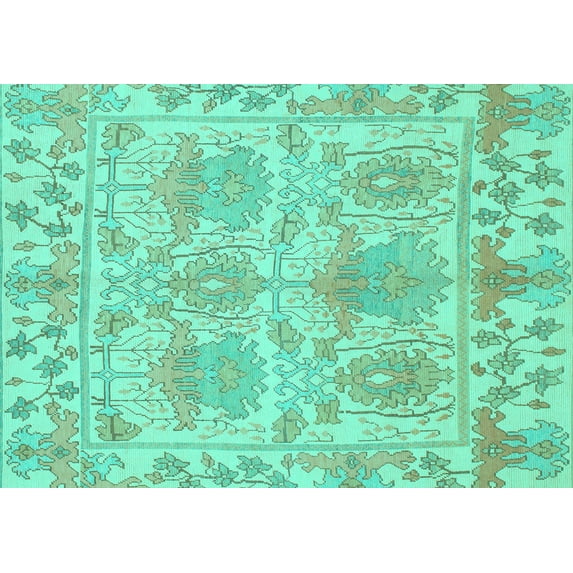 Ahgly Company Indoor Rectangle Abstract Turquoise Blue Modern Area Rugs, 5' x 7'