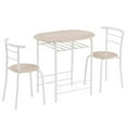 thumbnail image 4 of Ktaxon 3 Piece Dining Set, Compact 2 Chairs and Table Set with Oval Tabletop Small Kitchen Dining Set for 2, Perfect for Apartment & Small Spaces, White & Natural, 4 of 6