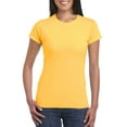 thumbnail image 3 of HOT SALE!! T-Shirt à Manches Courtes Protection Solaire pour Femmes Ajusté Yoga Course Gym Entraînement Haut Basique en Coton Col Rond Ajusté Tunique Longueur T-Shirt Or m, 3 of 3
