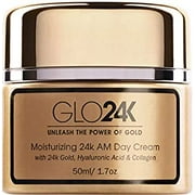 GLO24K AM Moisturizing Day Cream, Anti-Aging with Vitamins, 24k Gold, Hyaluronic Acid & Collagen, 1.7 oz