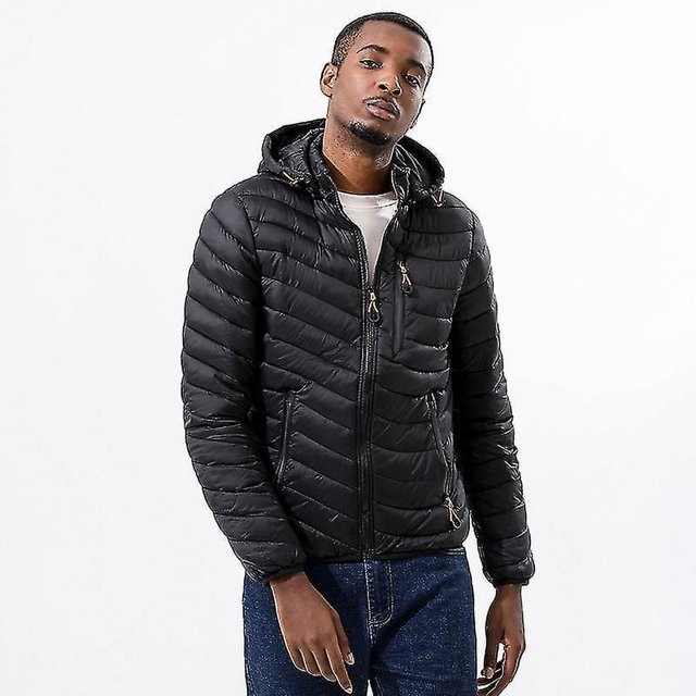 Down Jacket Lightweight Padded Jacket Men's Warm Padded Jacket Removable Hood Padded Jacket