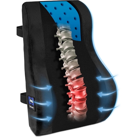 Sealy Posturepedic Memory Foam Infused Gel Ergonomic Backrests with One Back Support Cushion, Black