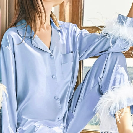 

Women s Casual Sleepwear Long Sleeve V Neck Sleepwear Homewear Suit