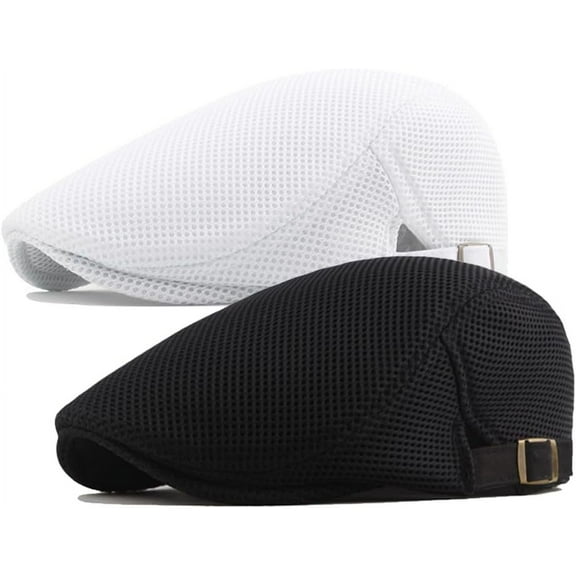 Breathable Mesh Flat Cap for Men, Adjustable Newsboy Hat Beret Ivy Cap Irish Cabbie Gatsby Driving Hunting Cap