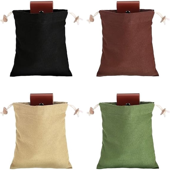 Foraging Bag 4 Pcs Canvas Waxed Foraging Pouch Mushroom Bags Collapsible Bushcraft Leather Pu Hunting Belt Bag Hiking Pouch for Outdoor Traveling Camping(x)