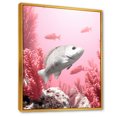 thumbnail image 2 of Designart "The Monochrome Ballet Of Pink And White Fish" Coastal Coral Under Water Floater Framed Wall Decor, 2 of 5