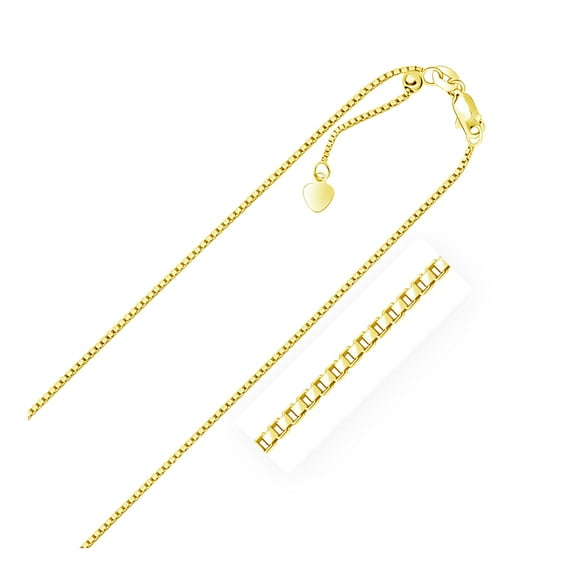 14k Yellow Gold Adjustable Box Chain 1.1mm 22 in
