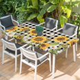 thumbnail image 2 of Sunflowers Table Cloths for 5 Foot Rectangle Tables, Yellow Flowers Butterfly Farmhouse Black Plaid Patio Waterproof Elastic Fitted Tablecloths, Washable Rectangular Table Cover for Camping, 2 of 8