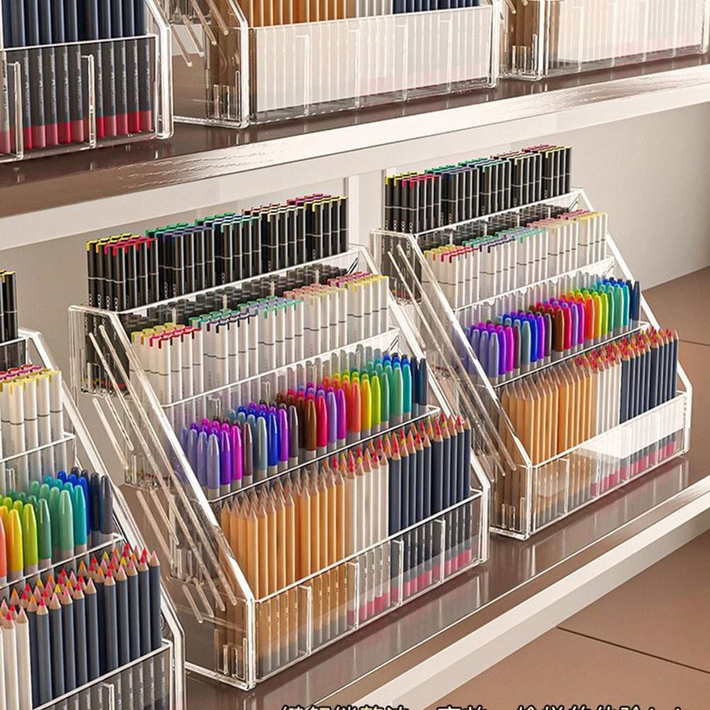Acrylic Desk Organizer – 5 Tier Vertical Storage for Pens, Markers, Art Supplies & Office Accessories, Clear Desk Storage Solution for Home, Office