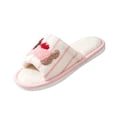 thumbnail image 2 of NexTorq Striped Dachshund Fuzzy Open Toe Slippers for Women Wide Large Size Slip On Indoor Bedroom House Slippers Soft Fluffy Comfort Womens Home Footwear, Pink, 7, 2 of 9