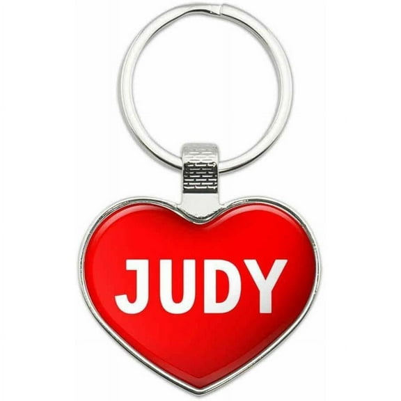 Judy - Names Female Metal Heart Keychain Key Chain Ring, Multiple Colors Available