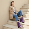 thumbnail image 5 of BLISSFUL STEP Women's Ankle Boots Chunky Heel Round Toe Side Zipper Faux Leather Boots Purple 9, 5 of 7
