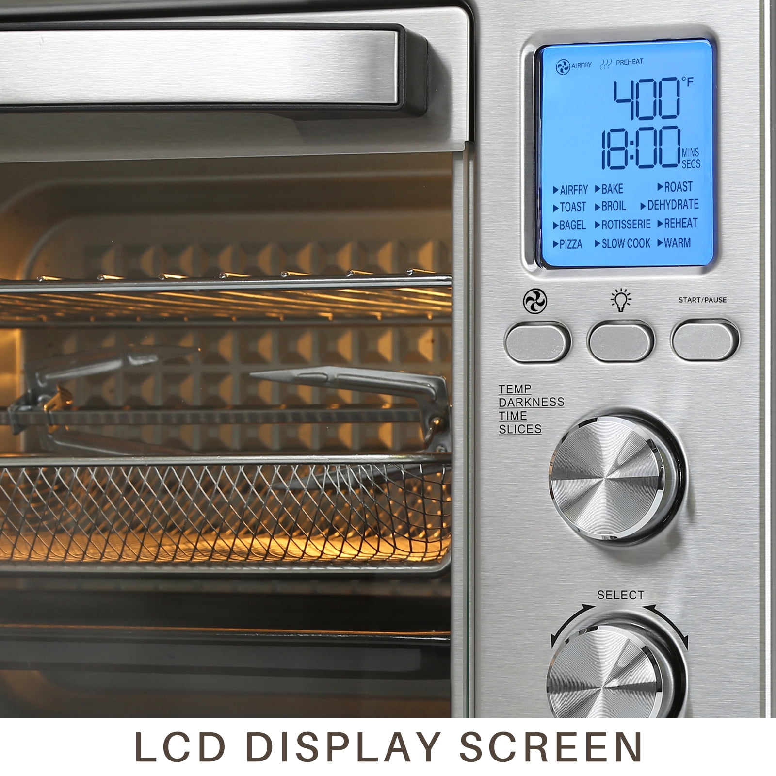 Air Fryer Toaster Oven 12-in-1 Countertop Oven with Speedy Convection, Large 34 QT Capacity, 1750W, Stainless Steel - Black