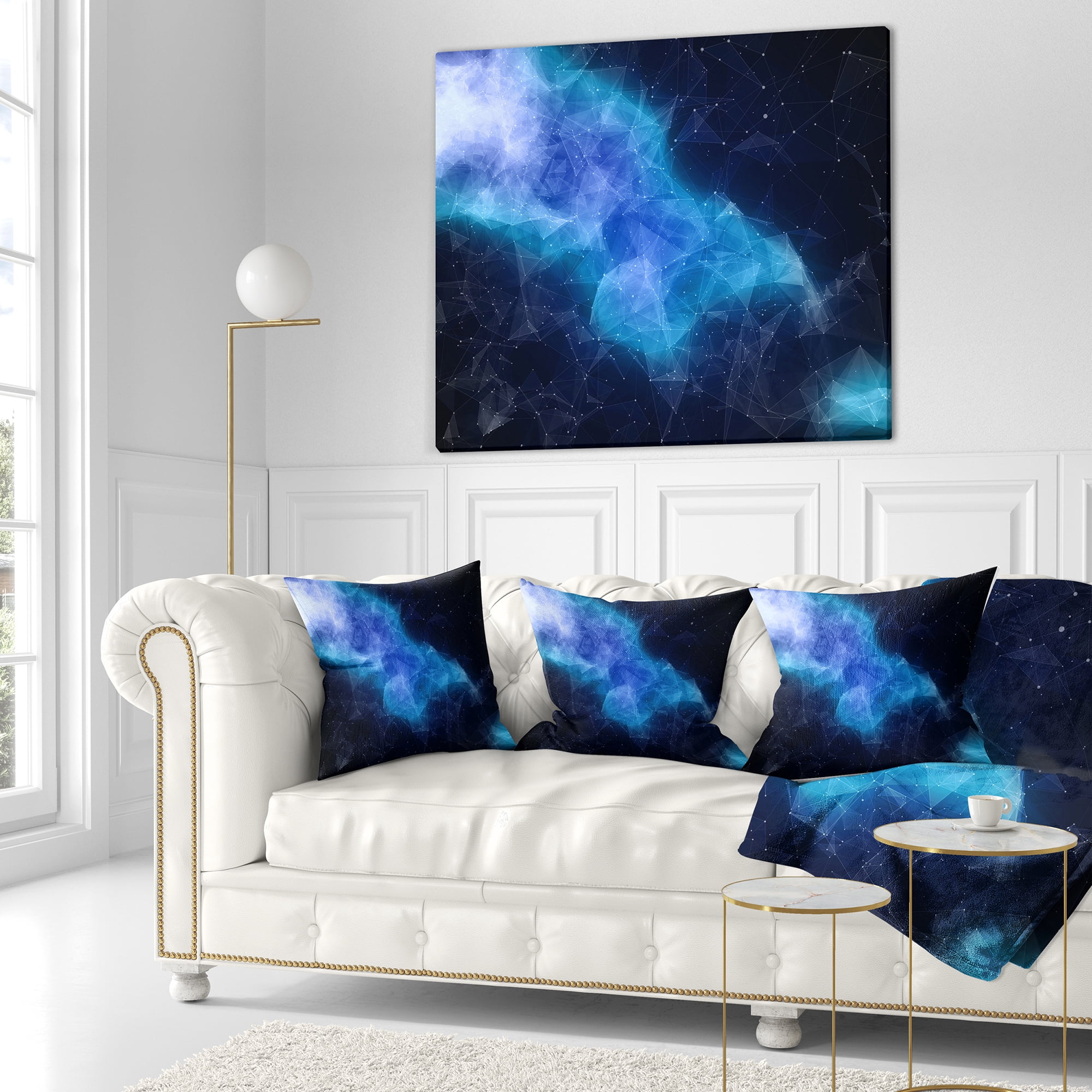Designart Blue Nebula in Cosmos - Contemporary Throw Pillow - 18x18
