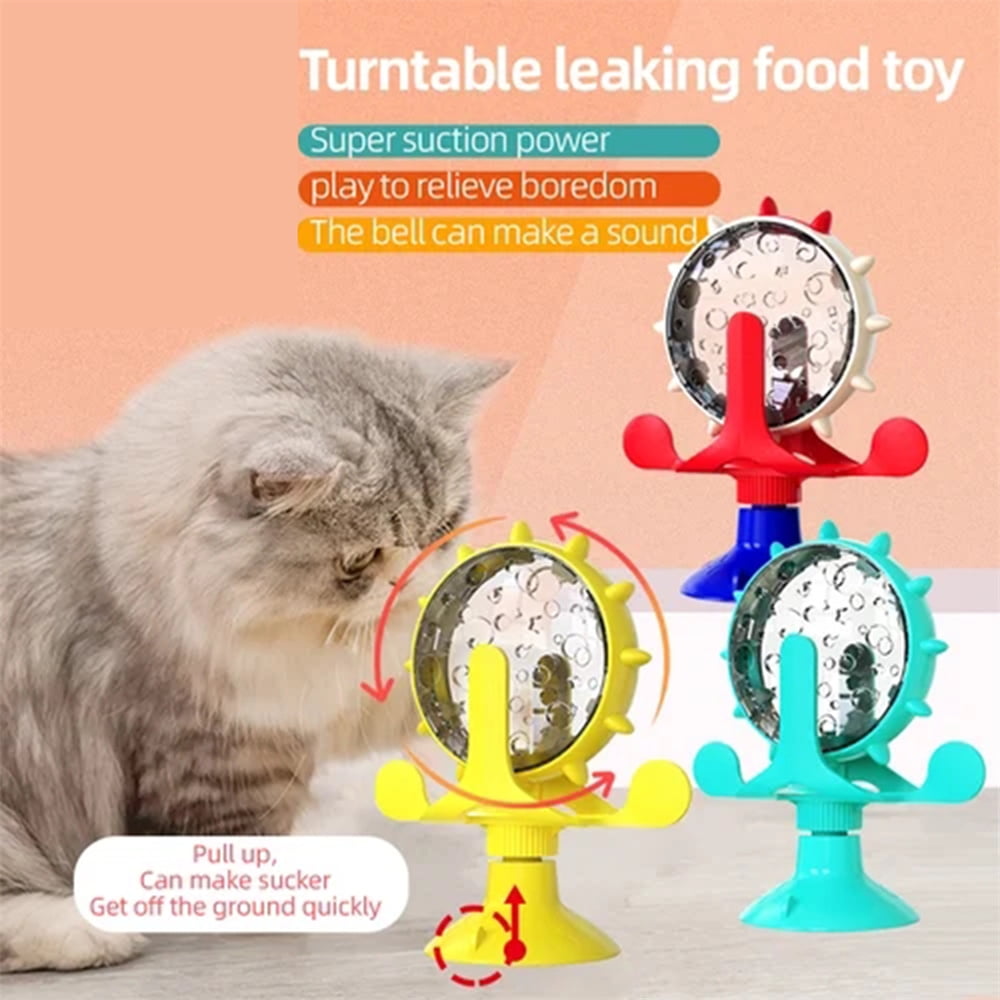 Interactive Cats Toy,Windmill Turntable Teasing Cat Toy,FoodDispensing