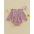 thumbnail image 6 of Baby Toddler Girls Spring Autumn Romper 3 6 12 18 Months Long Sleeve Round Neck Solid Color Button Jumpsuit, 6 of 9