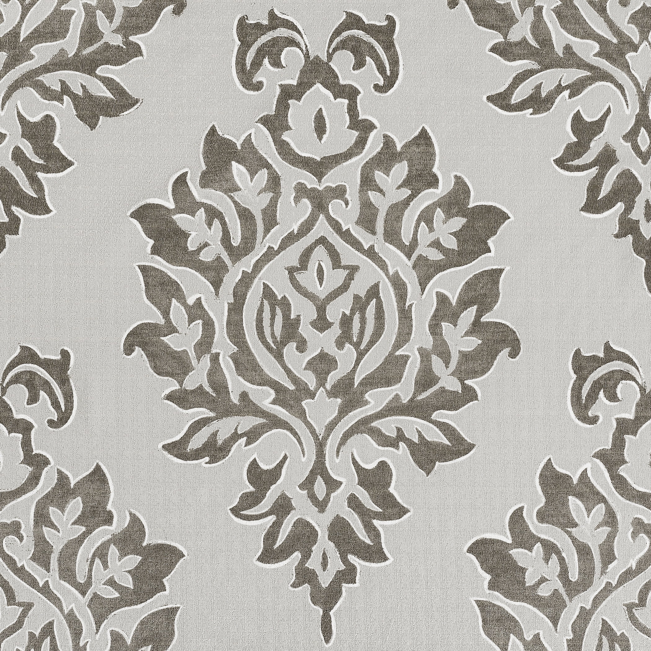 Sun Zero Arlo 2-Piece Textured Thermal Insulated Room Darkening Grommet Curtain Panel Pair, Brown Damask, 40"W x 63"L