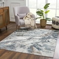 thumbnail image 5 of Hauteloom Liverpool Modern Abstract Bedroom Living Room Small Area Rug - Boho Carpet - Contemporary Bohemian Farmhouse - Blue, Light Grey, Dark Grey - 2' x 3', 5 of 12
