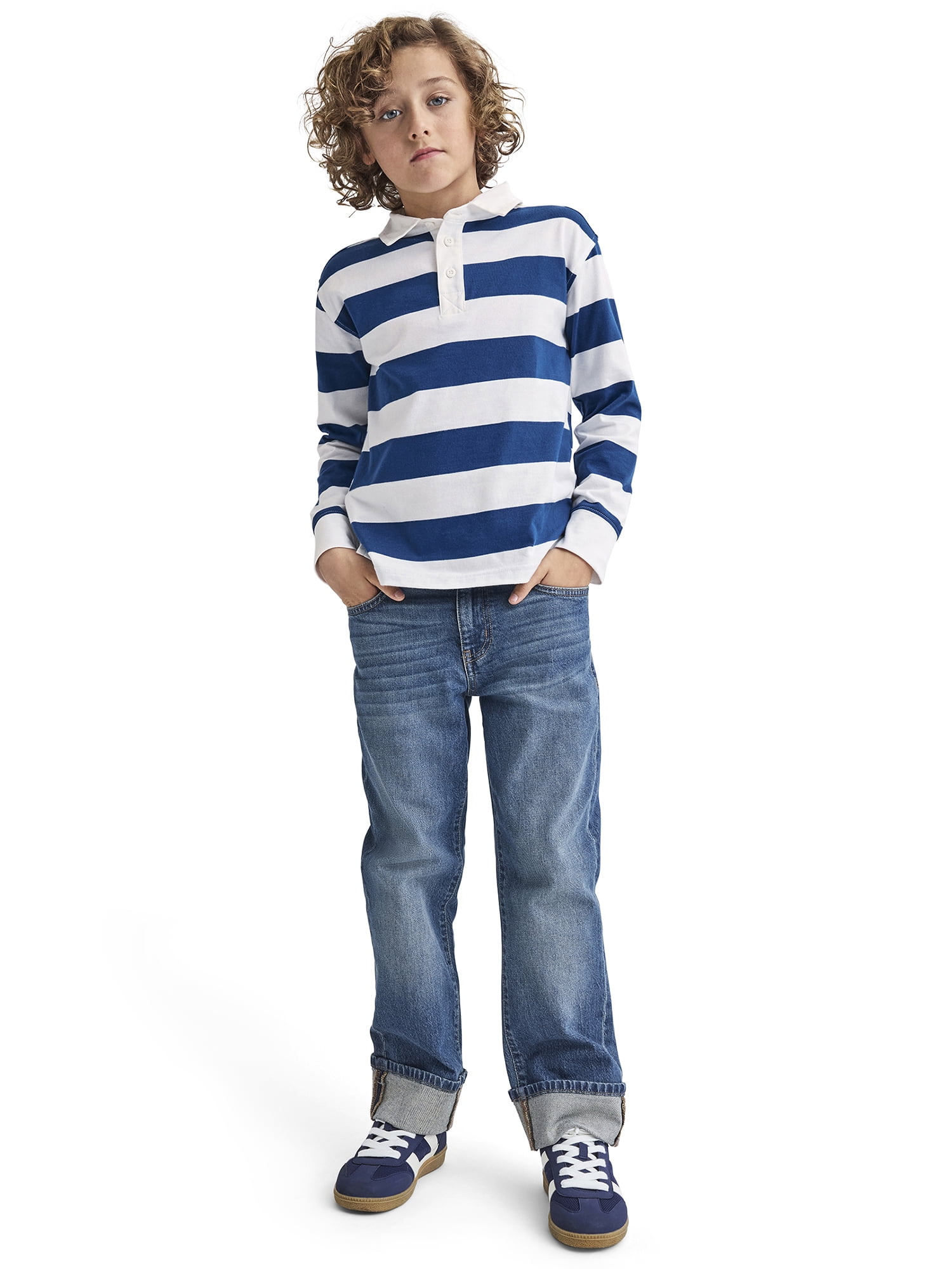 The Children's Place Boys Long Sleeve Striped Rugby Polo, Sizes XS-XXL