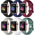 thumbnail image 1 of 6 Pack Bands Compatible with Apple Watch Band 44mm 42mm 45mm Women Men, Soft Silicone Waterproof Sport Strap Replacement Wristbands for iWatch Series, 1 of 4