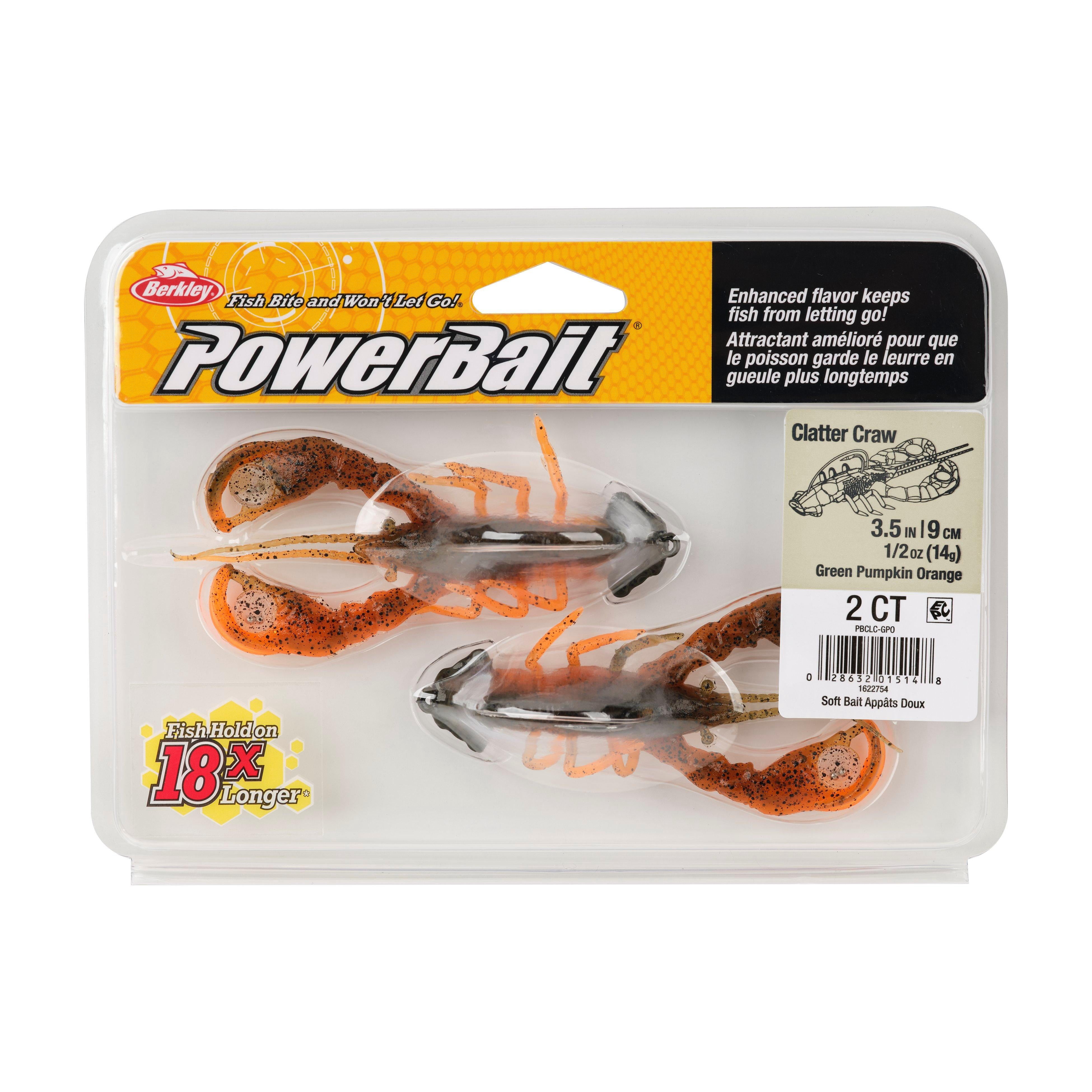 Berkley PowerBait® Clatter Craw, 3.5 in, Green Pumpkin Orange