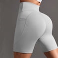 thumbnail image 5 of IWRICH Women's Biker Shorts with Pockets High Waist Yoga Shorts Running Gym Workout Leggings Light Grey S, 5 of 7