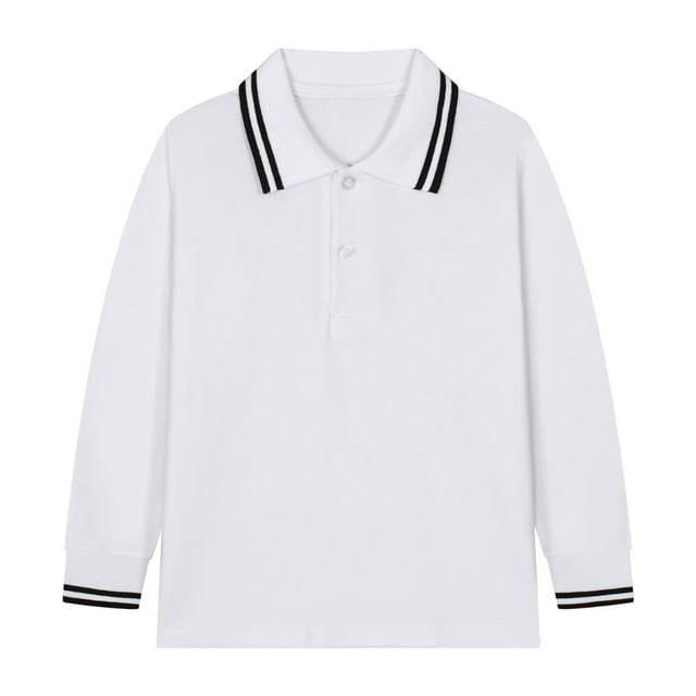 Chemises Polo Garçons Rayures Uniforme Scolaire Chemises Rugby Chemise à Boutons Manches Courtes Hauts 4-5 Ans Mode Garçons