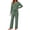 Green, variant on Weekease Woman Pajamas Set Henley Neck Long Sleeve Tops Drawstring Pants Two Piece Outfit Loungewear with Pockets