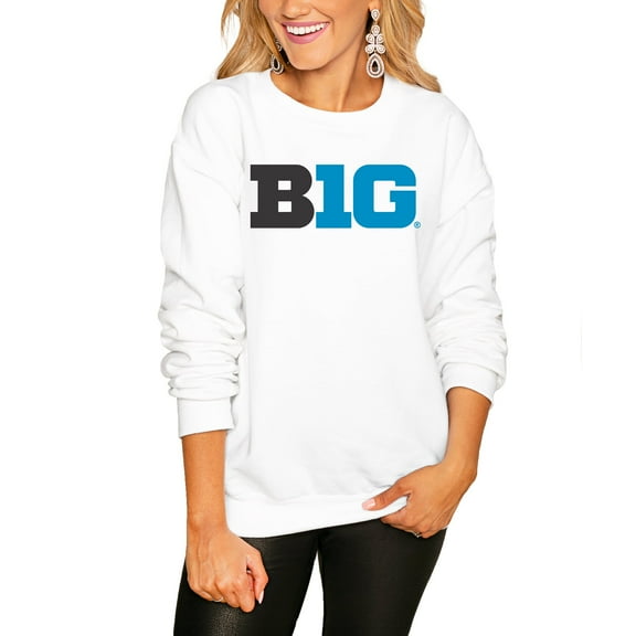 Women's White Big Ten Perfect Cozy Pullover Sweatshirt