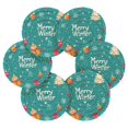 thumbnail image 2 of Haosy Set of 6 Drink Woven Coaster with Holder Heat Resistant Non-Slip Bar Coasters 4 Inches Cartoon Santa Claus Snowflakes Gifts, 2 of 7