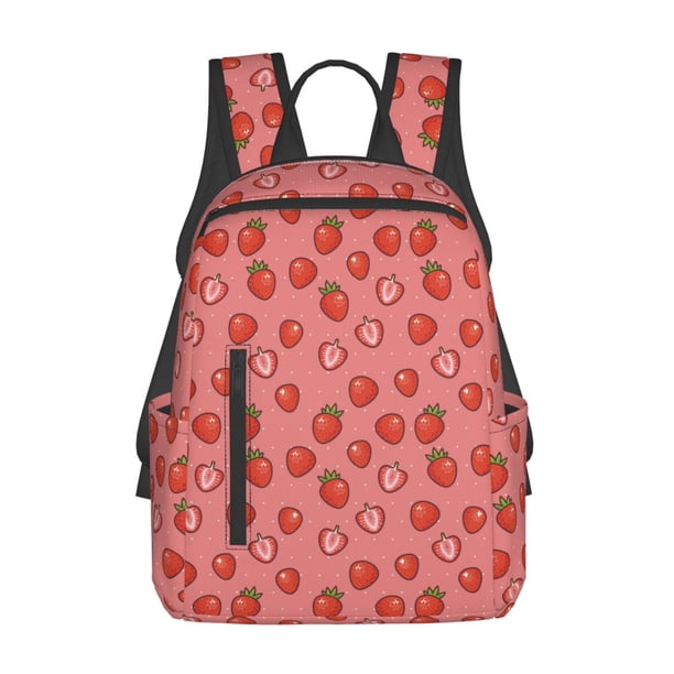 Disketp Red Strawberry Mochila Ligera e Impermeable, Mochila de Día Resistente para Viajes, Senderismo y Uso Diario para Hombre y Mujer