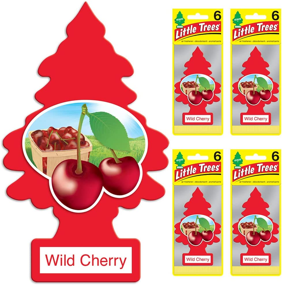 LITTLE TREES Air Fresheners Car Air Freshener. Hanging Tree Provides Long Lasting Scent for Auto or Home. Wild Cherry, 24 Air Fresheners