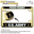 thumbnail image 2 of [Officially Licensed Product] - Motorcycle Domed Custom-Made Personalized Metal License Plate Frame with Proud Parent U.S. Army & Star Logo Design - Gold, 2 of 7