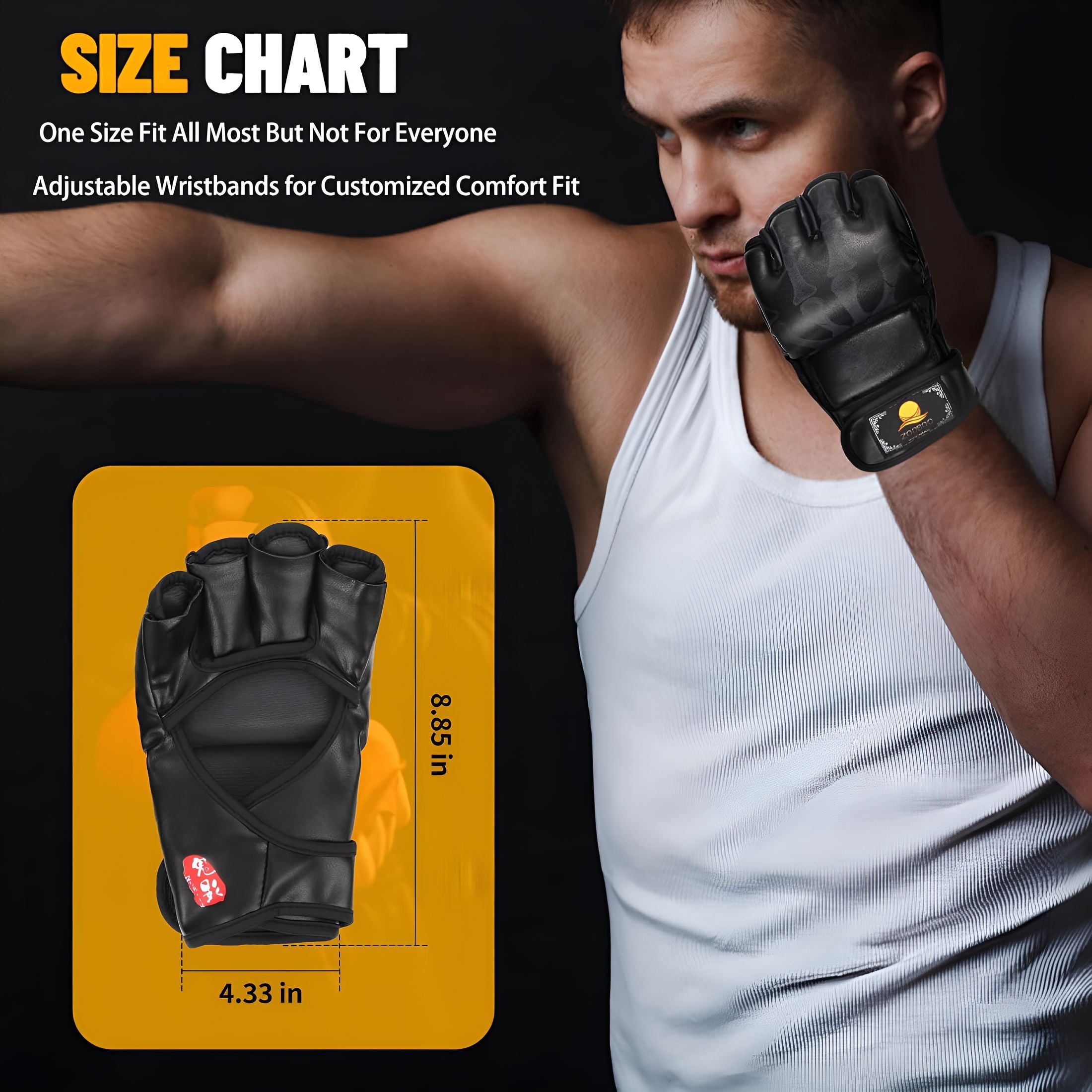 BESTSKY Gloves,Half-Finger Boxing Fight Gloves Mma Mitts with Adjustable Wrist Band for Sanda Sparring Punching Bag Training (One Size Fits Most)