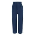 thumbnail image 6 of Prolriy Business Casual Pants for Women, Womens Daily Elastic Waist Pockets Straight Solid Color Casual Pants Loose Long Trousers Women's&nbsp;Pants Work Pants Women Navy S, 6 of 8