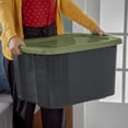 thumbnail image 4 of Sterilite Large EZ Carry Storage Bin, 17.5 Gallon Plastic Storage Tote with Full-Grip Handles, Gray/Green, 4 of 15