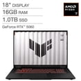 thumbnail image 1 of Restored ASUS TUF 18" FHD+ AMD Ryzen 7 260 3.8 GHz 16GB DDR5 1TB SSD NVIDIA GeForce RTX 5060 Windows 11 Home Gaming Laptop, Black - FA808UM-IS74 (Refurbished), 1 of 5