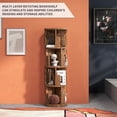 thumbnail image 3 of Easoger 4 Tier Rotating Bookshelf, 360° Rotating Wood Floor Standing Bookcase, Freestanding Storage Shelf, Swivel Bookshelf Display Rack, Brown, 3 of 8