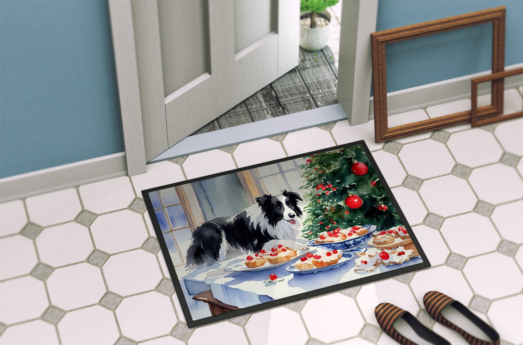 Carolines Treasures DAC3741JMAT 24 x 36 in. Border Collie Christmas Cookies Doormat