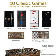Sunnydaze 2-Player 10-in-1 Multi-Game Table, Game Time Blue