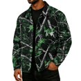 thumbnail image 2 of GrmtClth Retro Mens Leaf Camo Retro Woodland Print Jacket Long Sleeve Snap Closure Loose Fit Autumn Daily Outerwear Green 3XL, 2 of 3