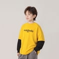 thumbnail image 2 of Boys Layered Look T-Shirt Yellow Oversized Drop Shoulder Top Two Piece Look Streetwear for Youth Kids Big Boys,Size 13-14 T, 2 of 8