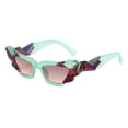 thumbnail image 2 of Women's Sunglasses Crystal Gem Cut Geometric Trapezoid Cat Eye Frame UV 400 Mint, 2 of 4