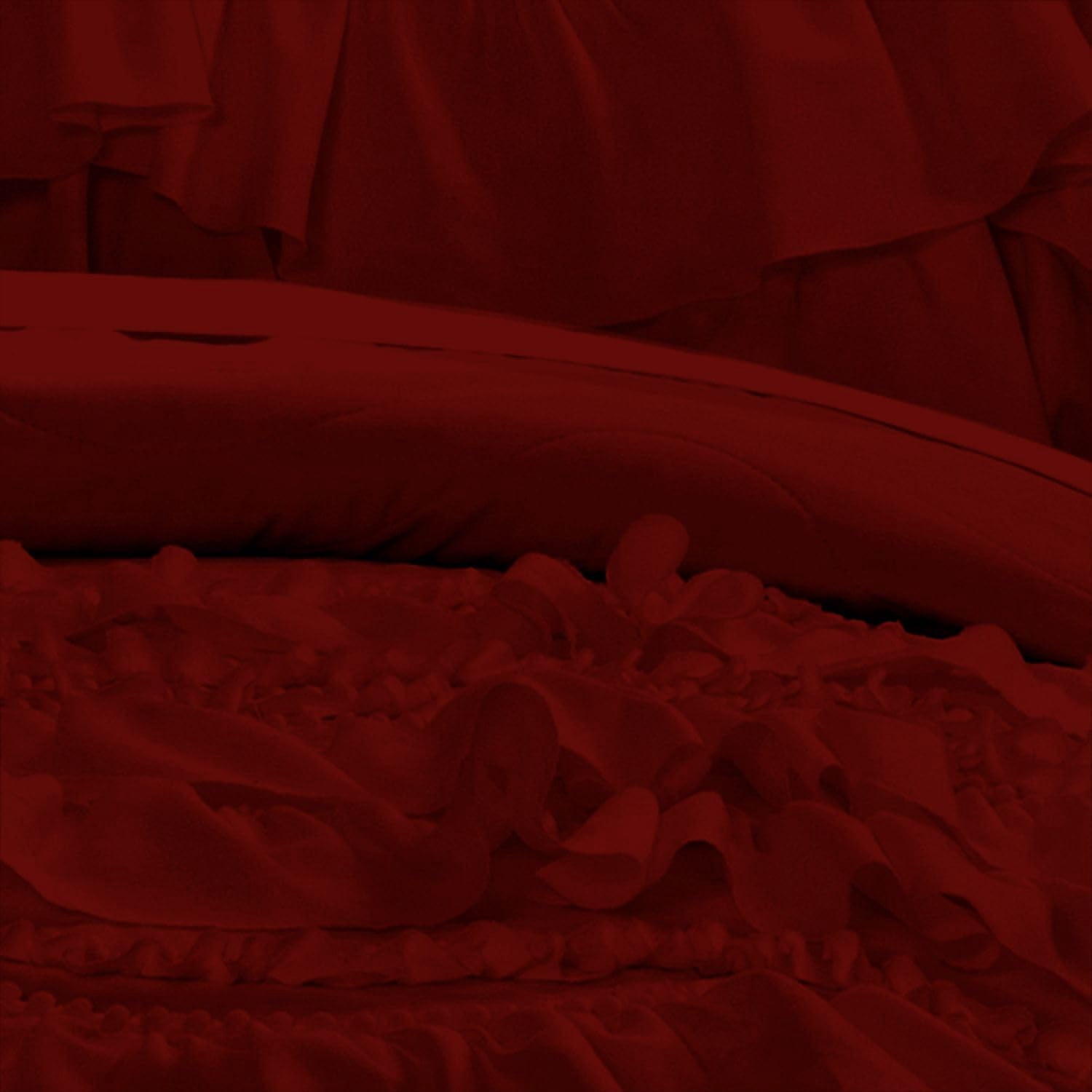 D.N.G. BEDDINGS 800 Thread Counts, 100% Egyptian Cotton, 550 GSM Microfiber filled Quilt Ruffled With Small Pom Pom Textured 1 Piece Twin/TwinXL Size Comforter, Burgundy